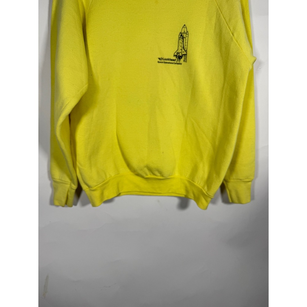 Vintage 80s Lockheed Space Shuttle Eagle Sweatshirt Yellow Fruit of the Loom L - Picture 5 of 8